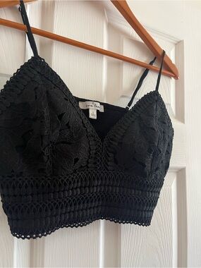 Lone Tree • Black Bralette Crochet V-Neck